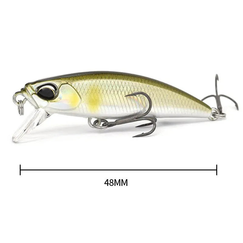 Tossing Japanese Submerged Mino 48mm hard fishing lure in selected colour for mandarin fish and snakehead.