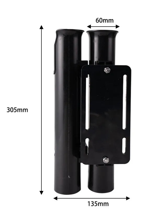 Plastic fishing rod rack with carbon fibre frame for bicycle and motorcycle attachment