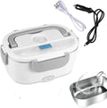Grey dual-power electric lunch box with heating function for car and home use