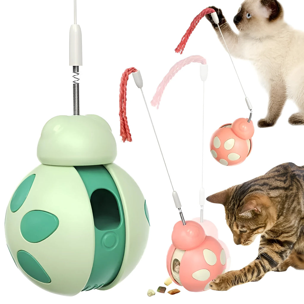 Plastic cat toy in Morandi Green for treat dispensing and play