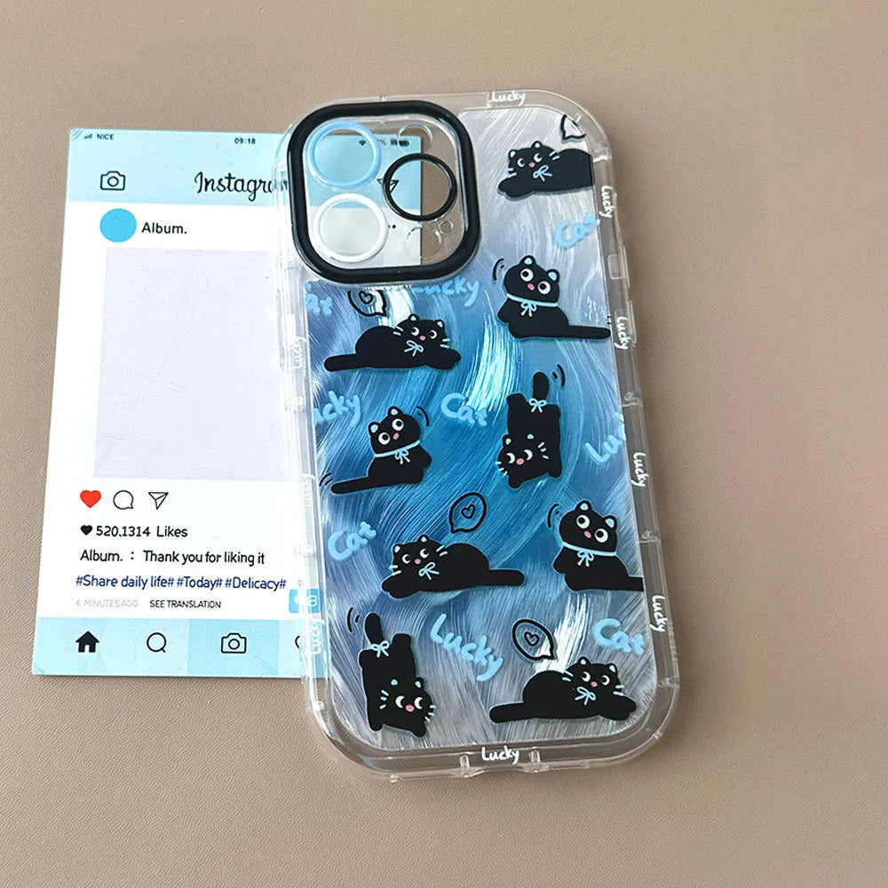 Blue fur cat PC phone case for Apple iPhone with spray paint finish and drop protection