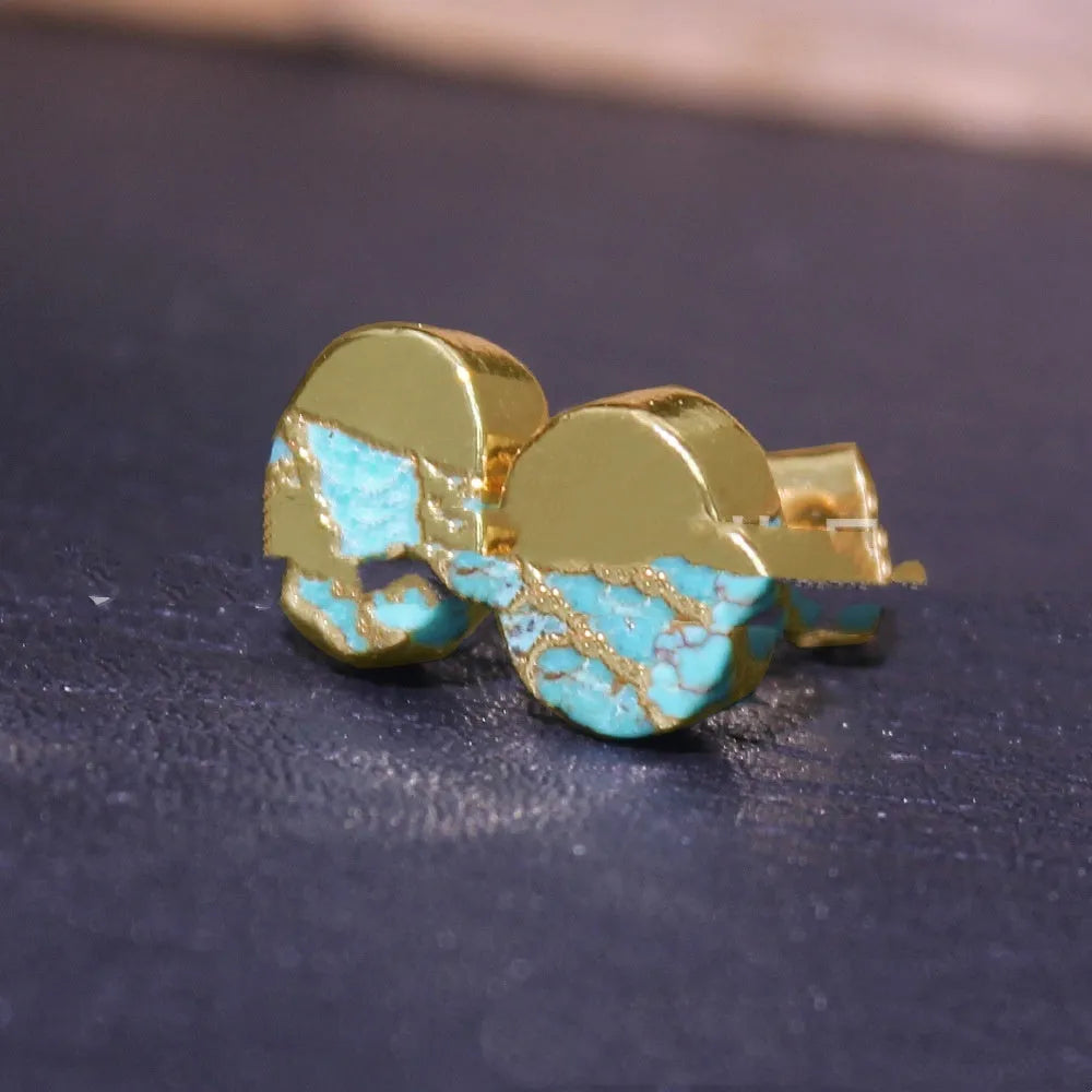 Handmade natural stone bohemian stud earrings irregular shape ER1031 colour