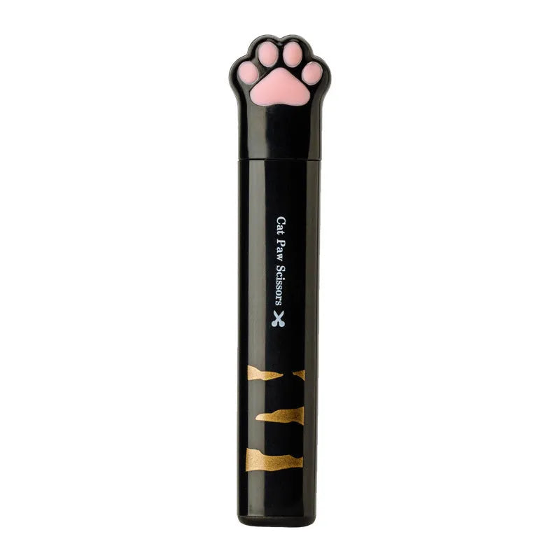 Cat paw mini folding scissors showing stainless steel blades and decorative claw design in four colour options