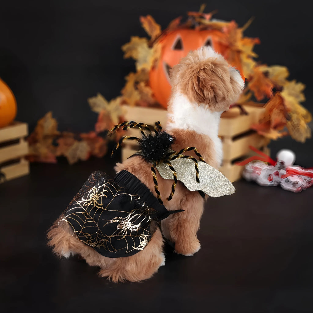Polyester Halloween costume suit for pets shown in solid colour with size options S M L XL