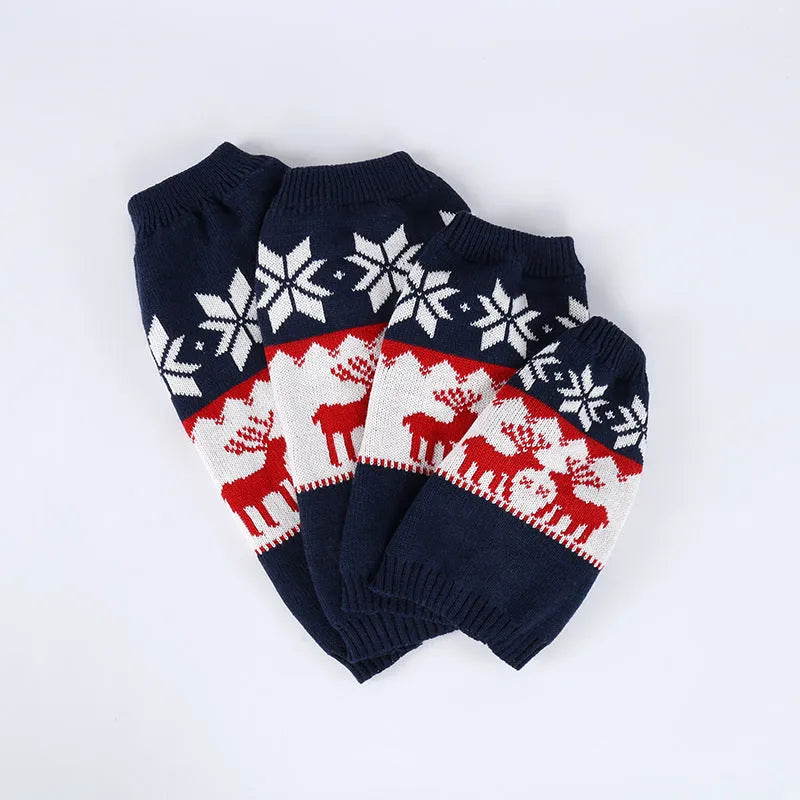 Navy blue knitted Christmas sweater for dogs in acrylic material with European American styling