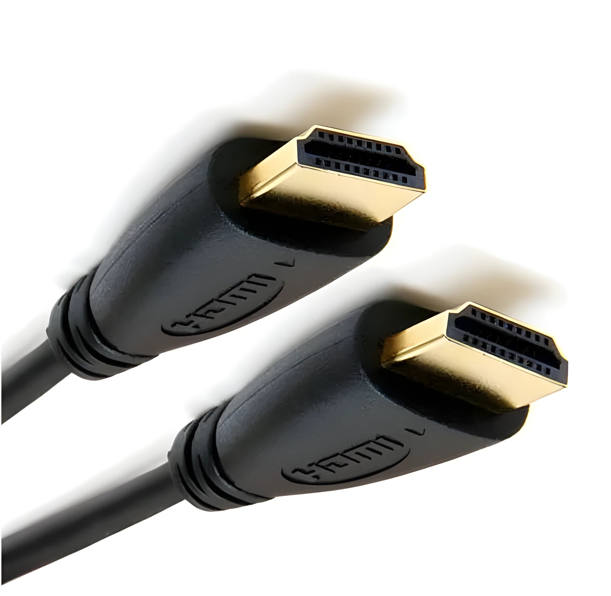 Gold-plated HDMI cable with male connectors showing length options from 0.3m to 5m
