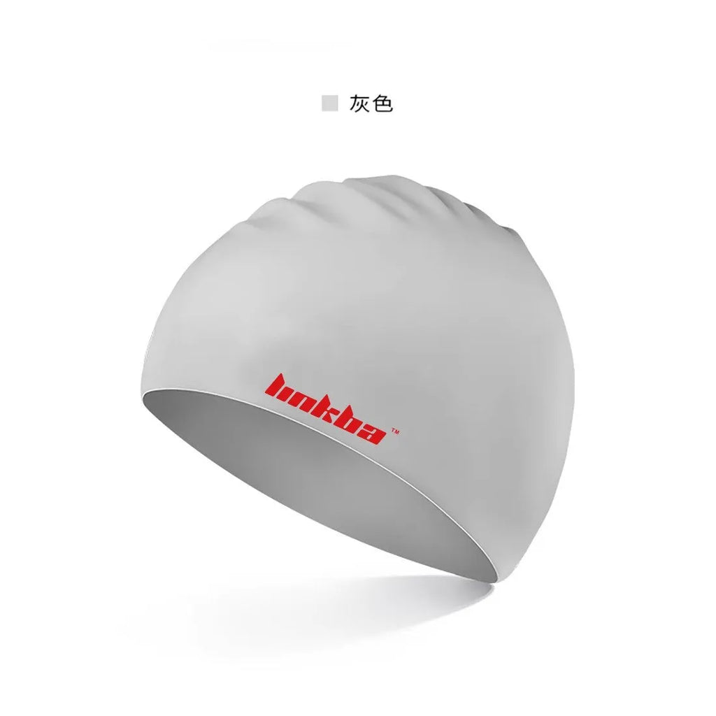 Silicone swimming cap with letter pattern design in multiple colour options