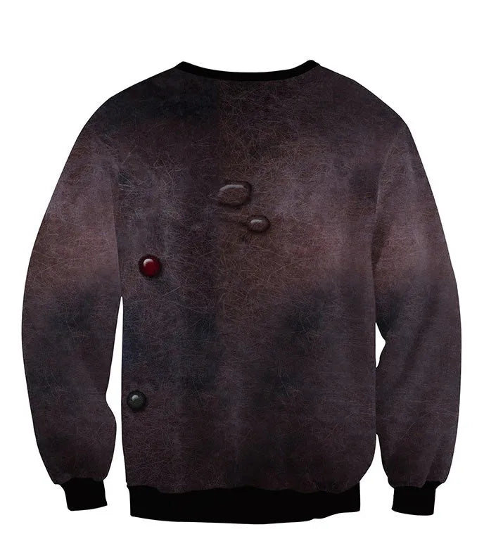 Unisex funny cartoon Christmas sweater pullover in cotton with O-neck and full sleeves