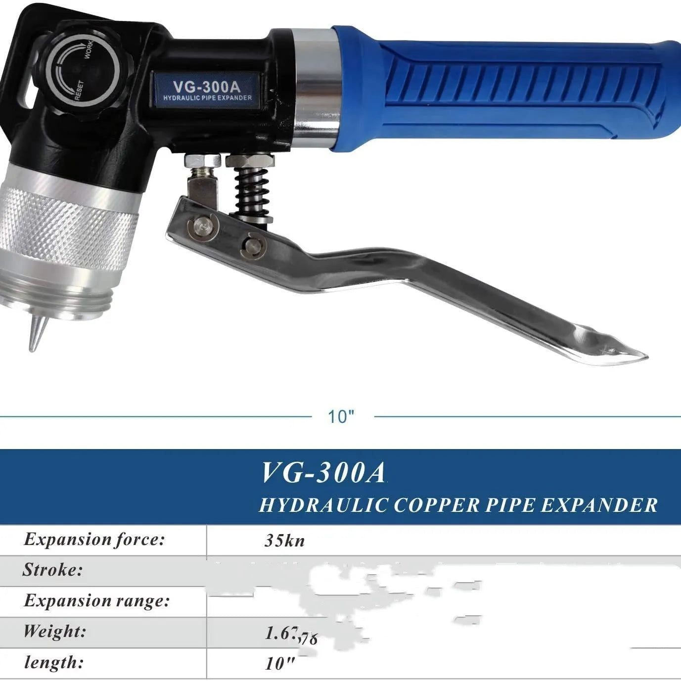 VG-300 style hydraulic tube expander tool for refrigeration maintenance with high-strength alloy steel construction
