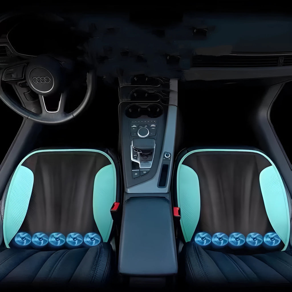 USB car ventilated seat cushion in a choice of colours and styles on a car seat