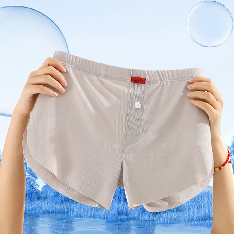 Men's ice silk loose breathable quick-drying shorts in solid colour, seamless design, mid waist, sizes L to XXXXL