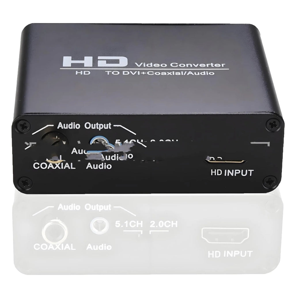 Black HDMI to DVI converter adapter with 1.5 metre cable and coaxial audio output port
