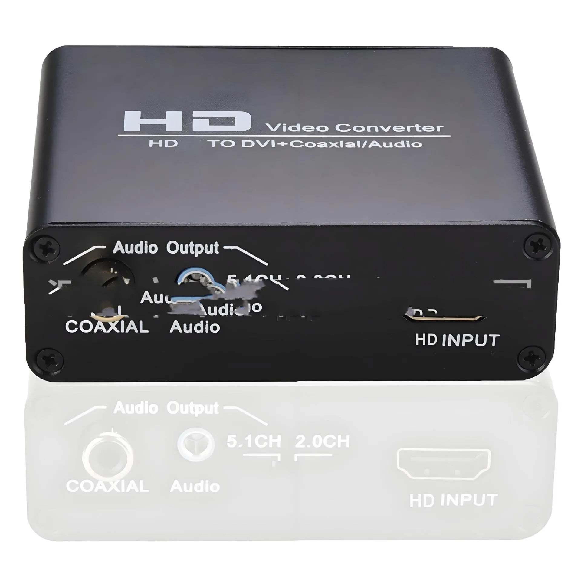 Black HDMI to DVI converter adapter with 1.5 metre cable and coaxial audio output port