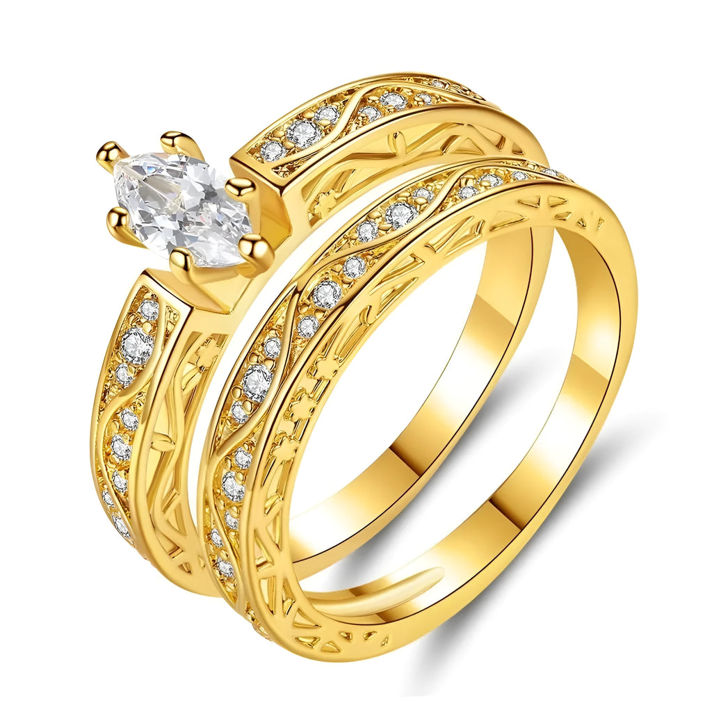 Creative horse eye zircon simple pattern couple rings for women, copper electroplated, sizes 6 to 9