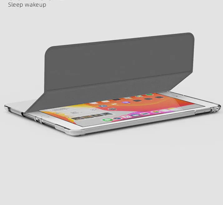 Flip tri-fold silicone tablet case for iPad 10.2 inch with imitation leather exterior and pen slot