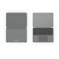 Grey wireless Bluetooth folding keyboard shown open for use with mobile phones and tablets