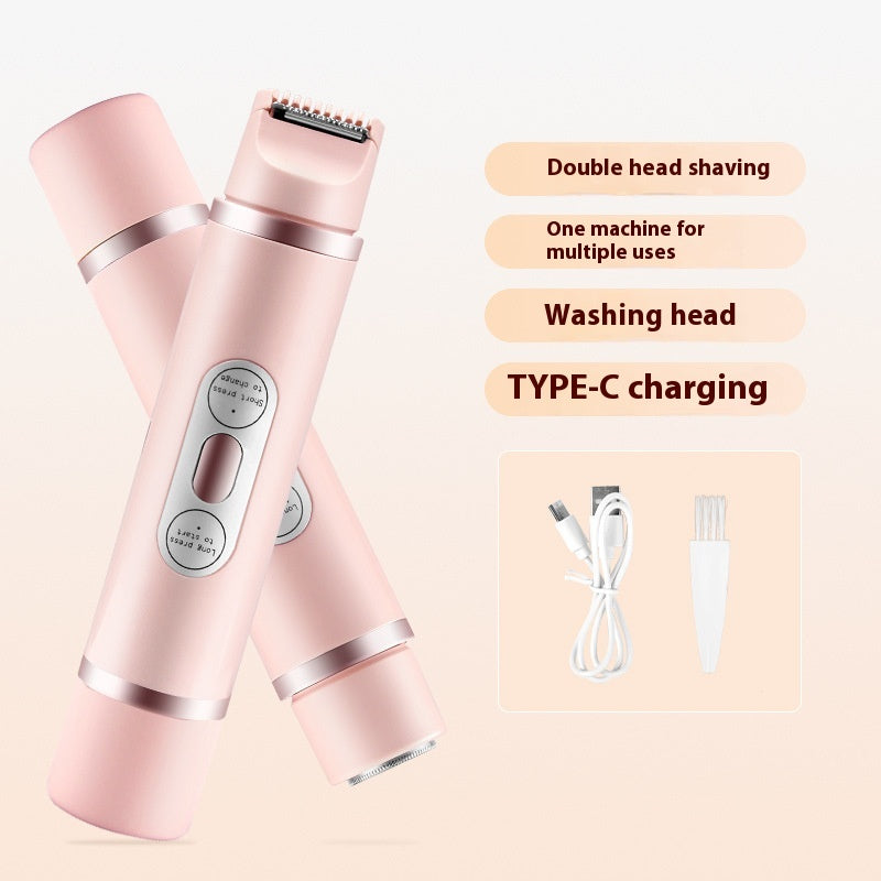 Painless Dual-Head Women's Electric Shaver - Automatic Body Hair Trimmer for Face, Lips, Underarms, Legs & Bikini Line (USB Rechargeable)