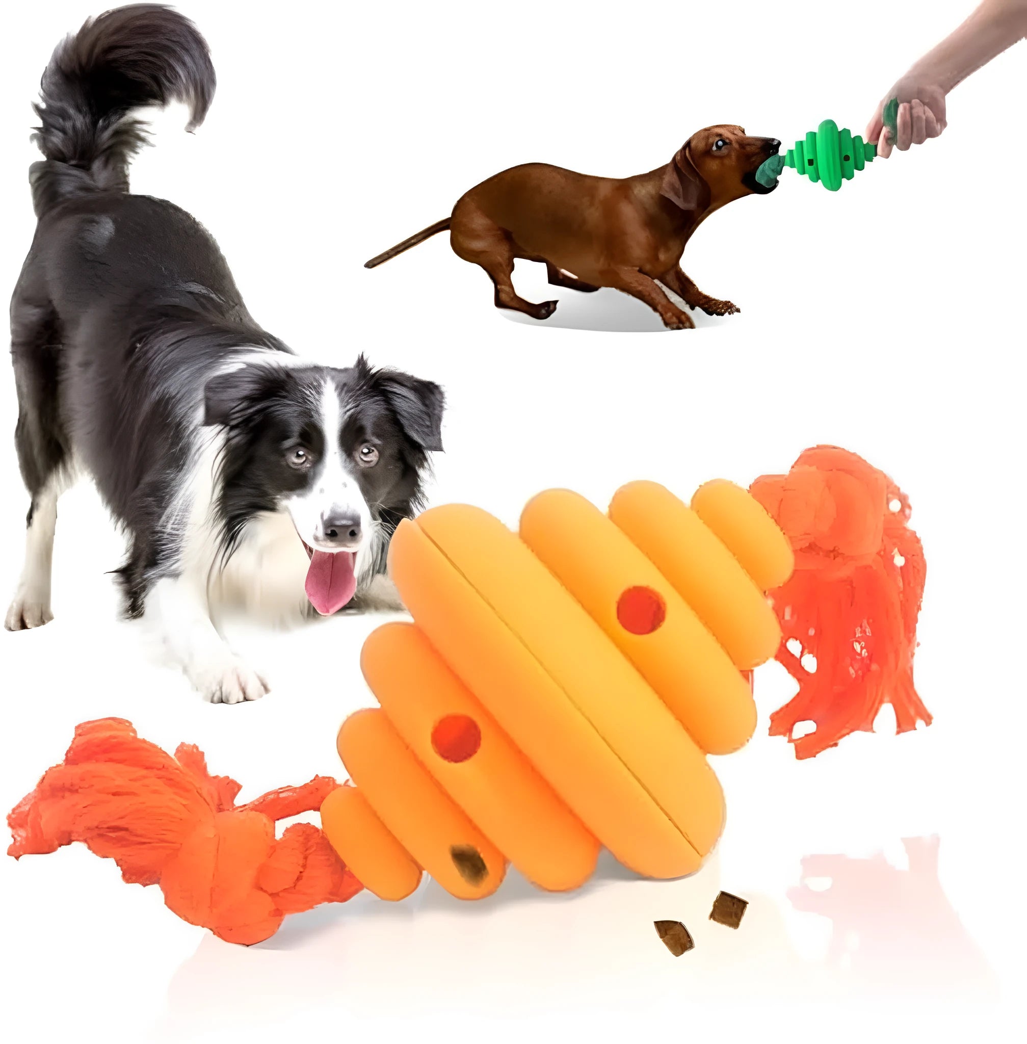 Green and yellow interactive dog ball with knotted rope toy for large breeds