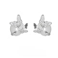Women's 925 silver butterfly ear studs in electroplated white gold or gold colour with animal zodiac design