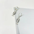 Retro fishbone pendant necklace and matching earrings set with adjustable chain