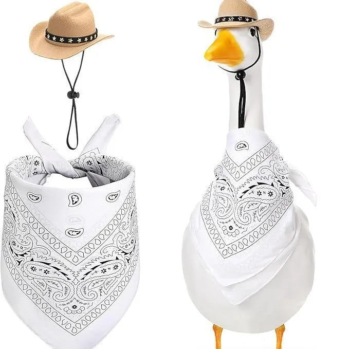 Western cowboy hat and saliva towel suit monochrome printed denim style garden party set six colour options