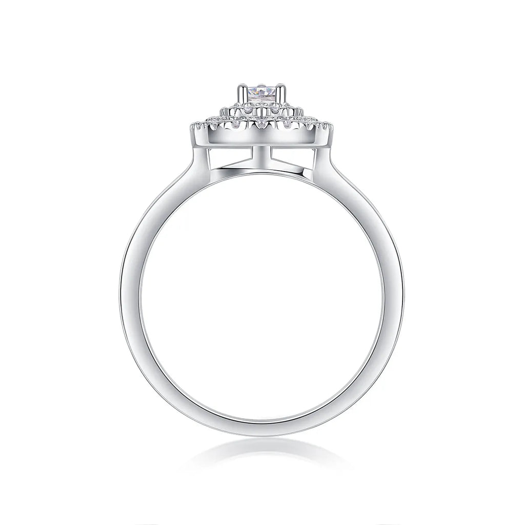 Gold-plated S925 silver moissanite wedding ring set in gift box with GRA certificate, ring size 7