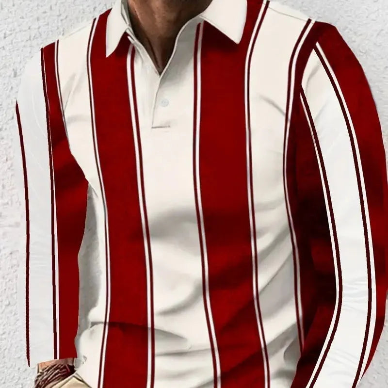 Design Button Long Sleeve Retro Loose Top for men in polyester blend, loose fit pullover
