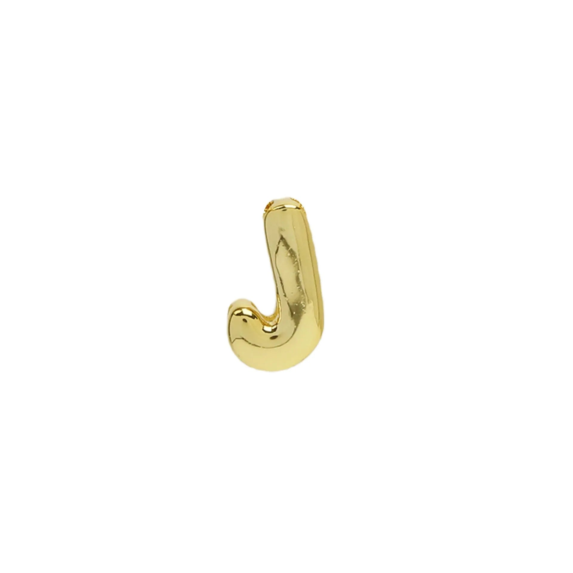 18k brass smooth surface bubble letter bracelet with pendant in gold colour on copper alloy