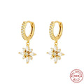 S925 sterling silver snowflake pendant earrings with geometric design and gemstone detailing
