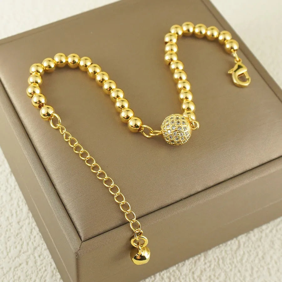 Copper bracelet with zircon stones in Arabic style featuring heart shape design