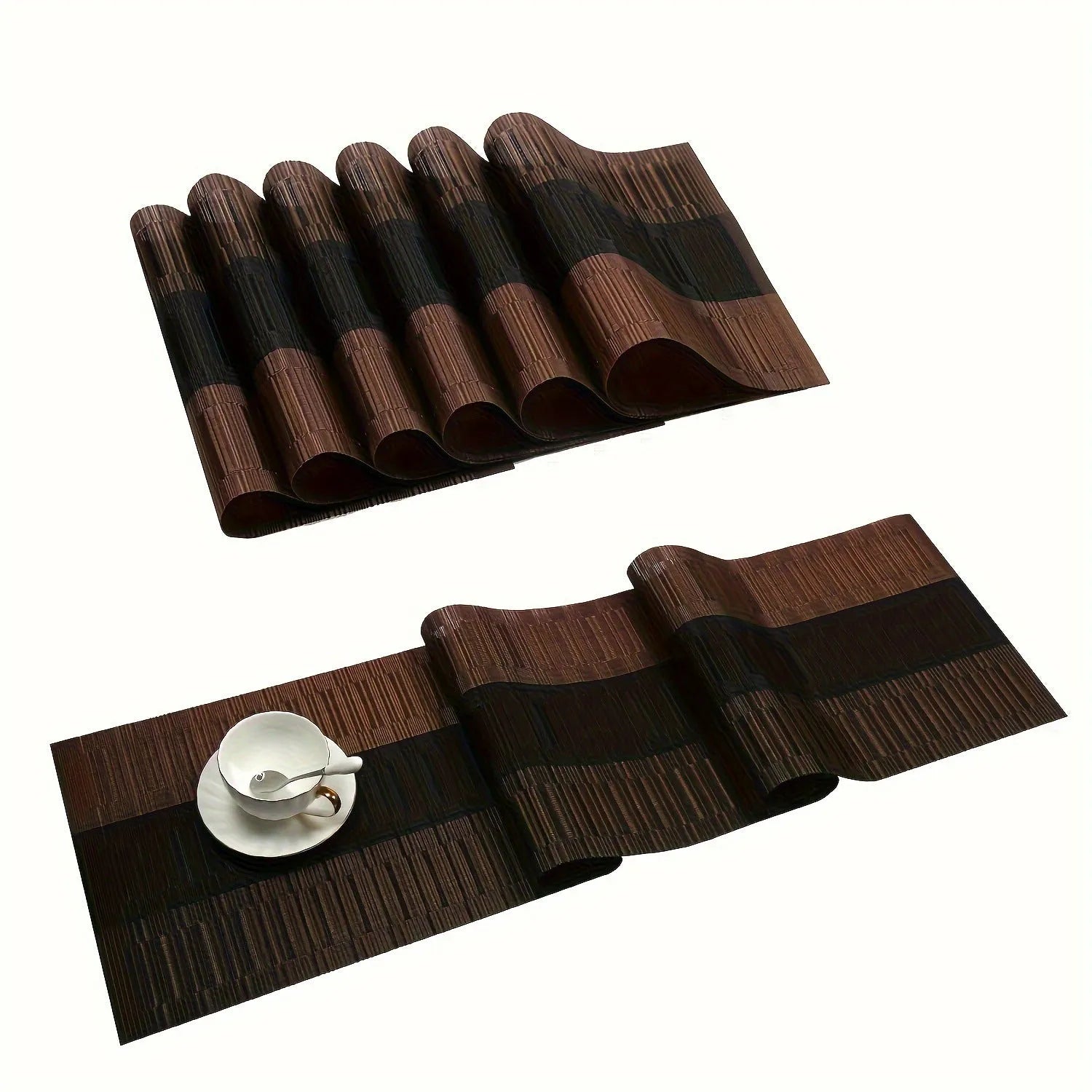 PVC non-slip dish mat for kitchen sinks in modern simple style with gradient bamboo pattern