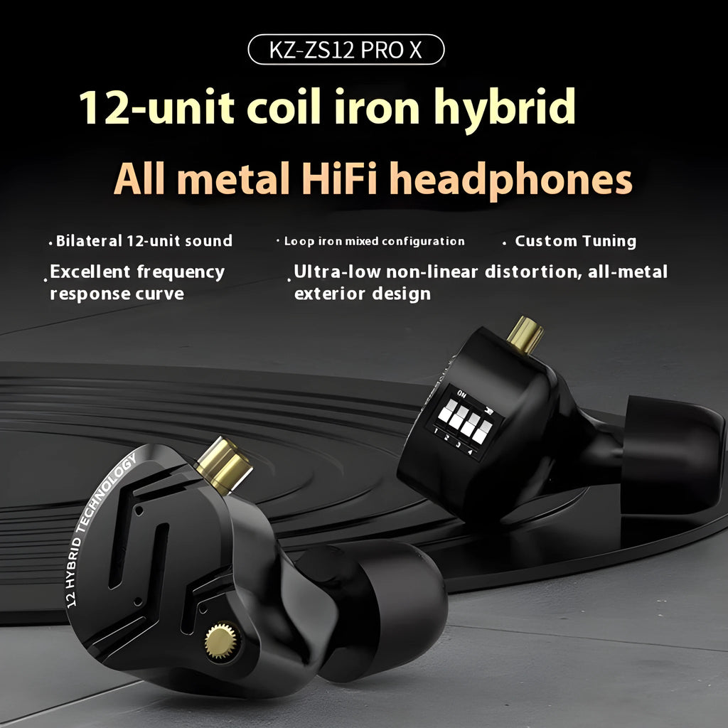 Black wired back-winding earphones with adjustable tone monitor and through-hole plug