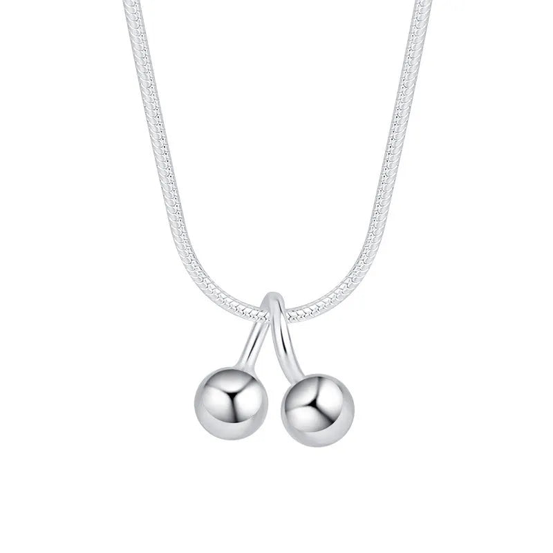 925 silver cherry necklace with snake bone chain and adjustable length between 21-50cm