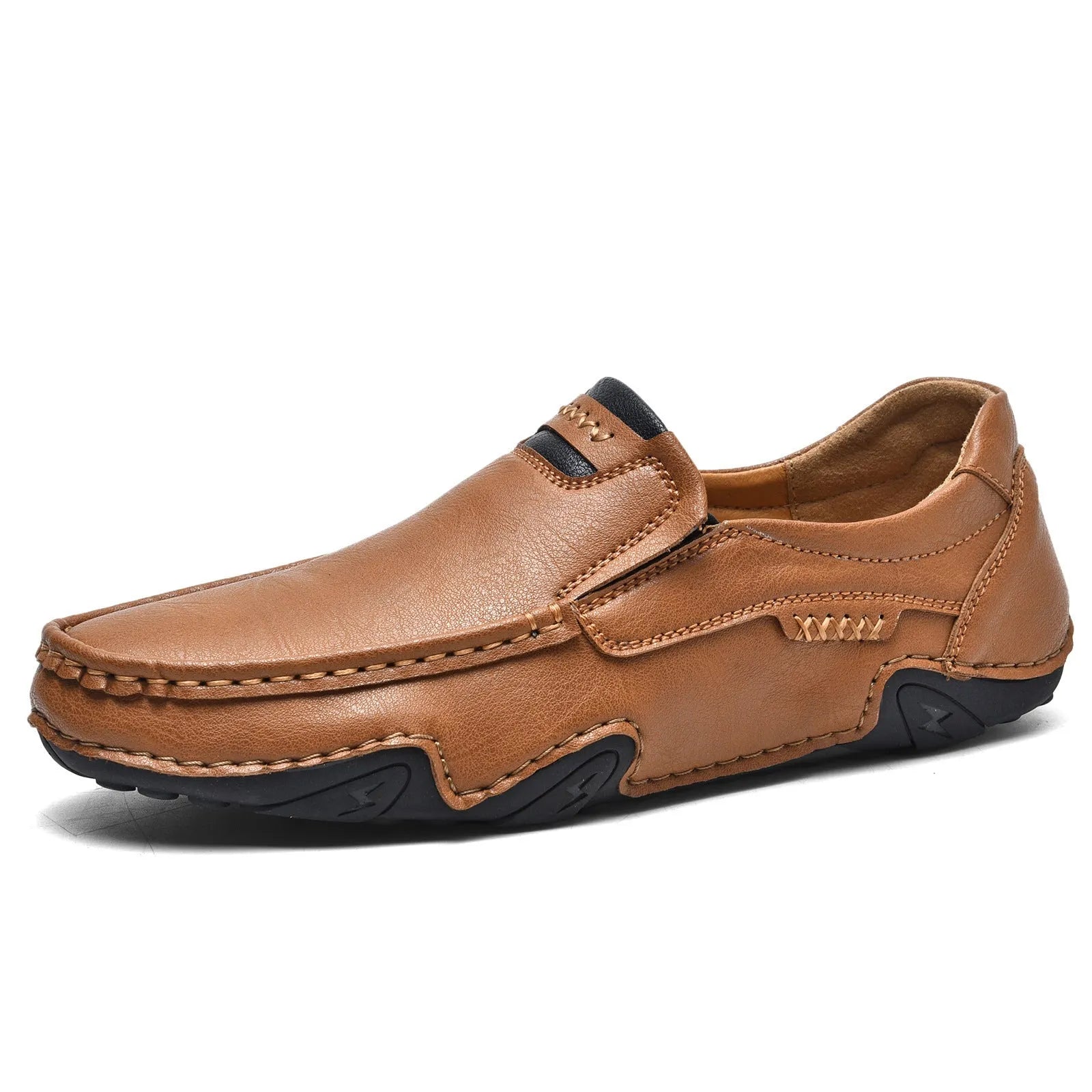 Men's outdoor slip-on casual shoes low top round toe microfiber upper rubber sole leather lining sizes 38-46