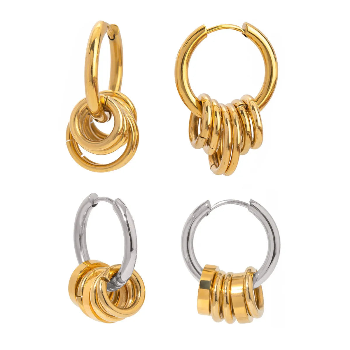 A pair of ins style stainless steel earrings with an electroplated colour finish.