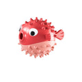 Yellow fish-shaped dog chew toy with textured surface for aggressive chewers