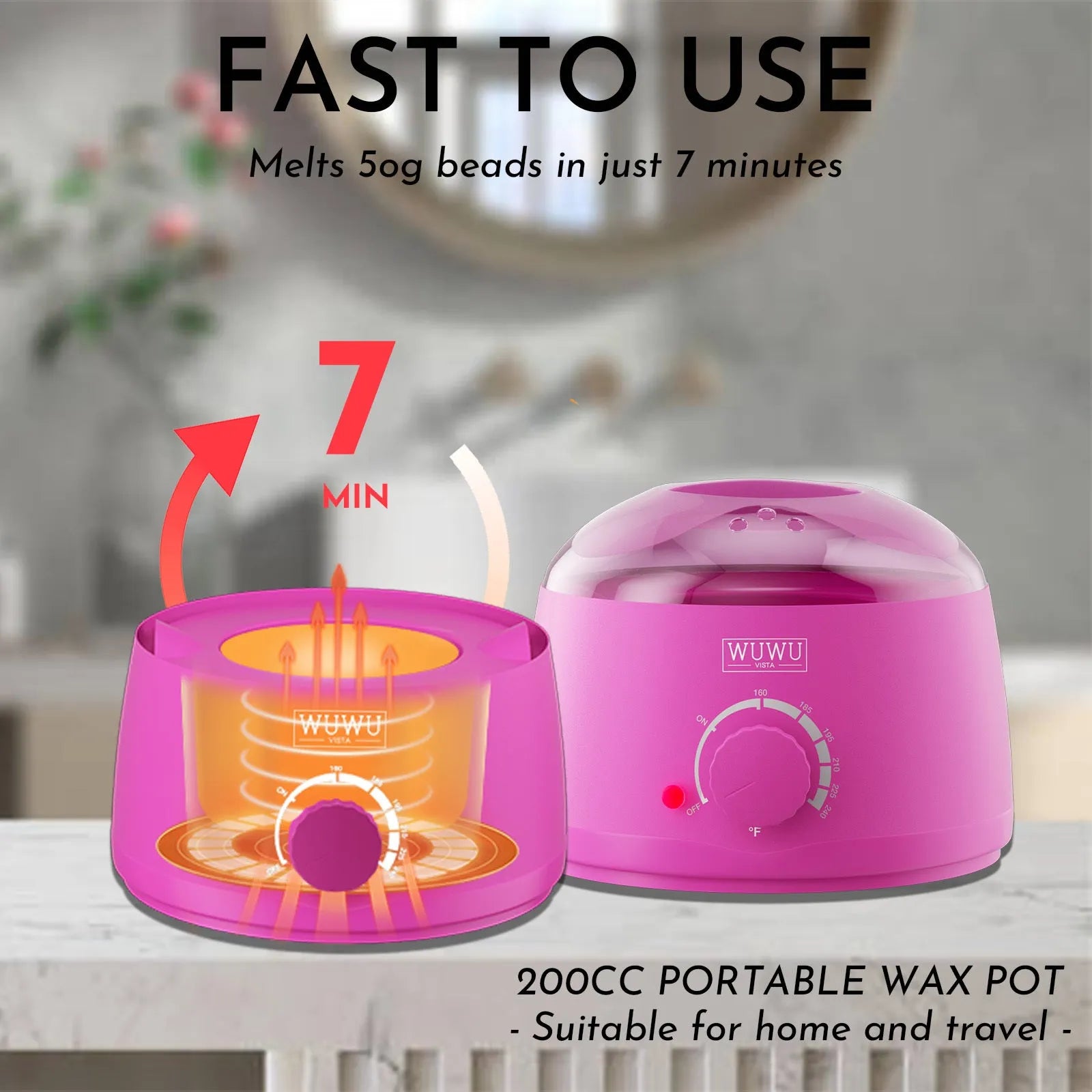 WUWUVISTA 63-piece waxing kit with black wax warmer, wax beads, application sticks and lotion