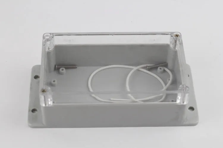 White waterproof plastic junction box with transparent cover, 100x68x50mm, for electrical connections