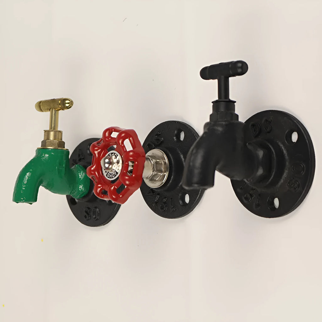 Water pipe style metal towel rack wall hook with polished finish in three colour options