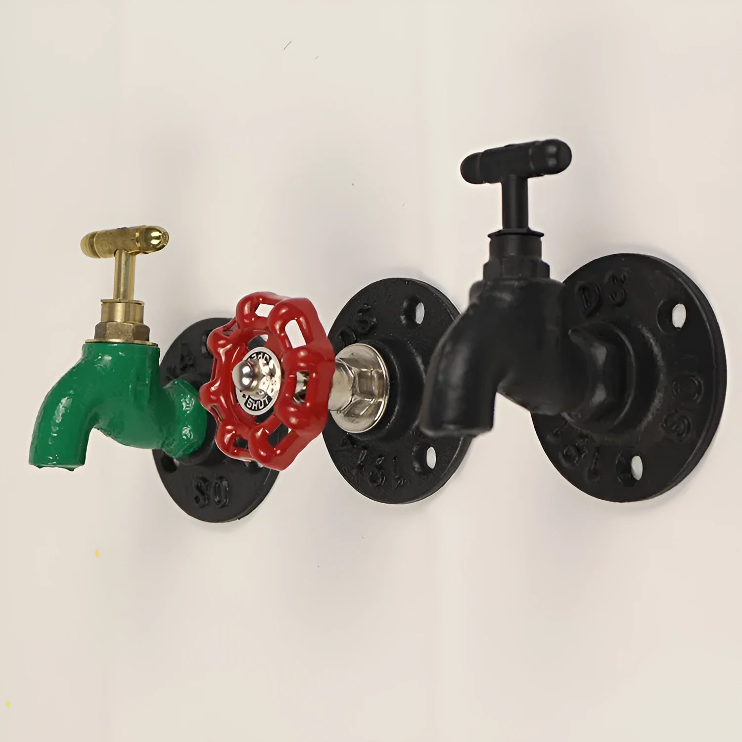 Water pipe style metal towel rack wall hook with polished finish in three colour options