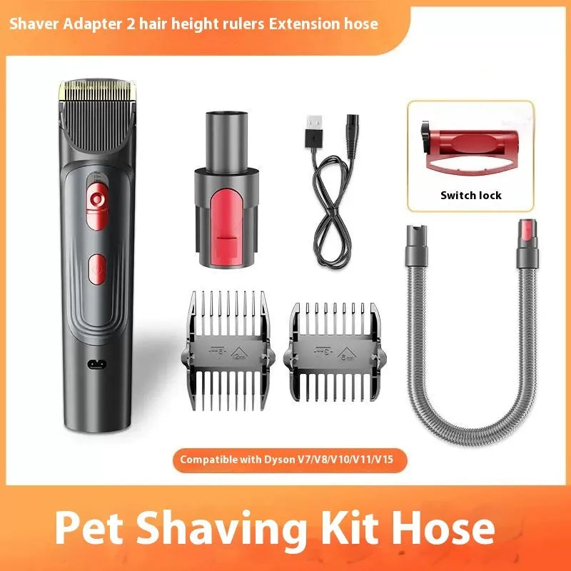 Pet hair suction head grooming kit with comb attachments and shaver for dogs and cats, five suit options, manual control