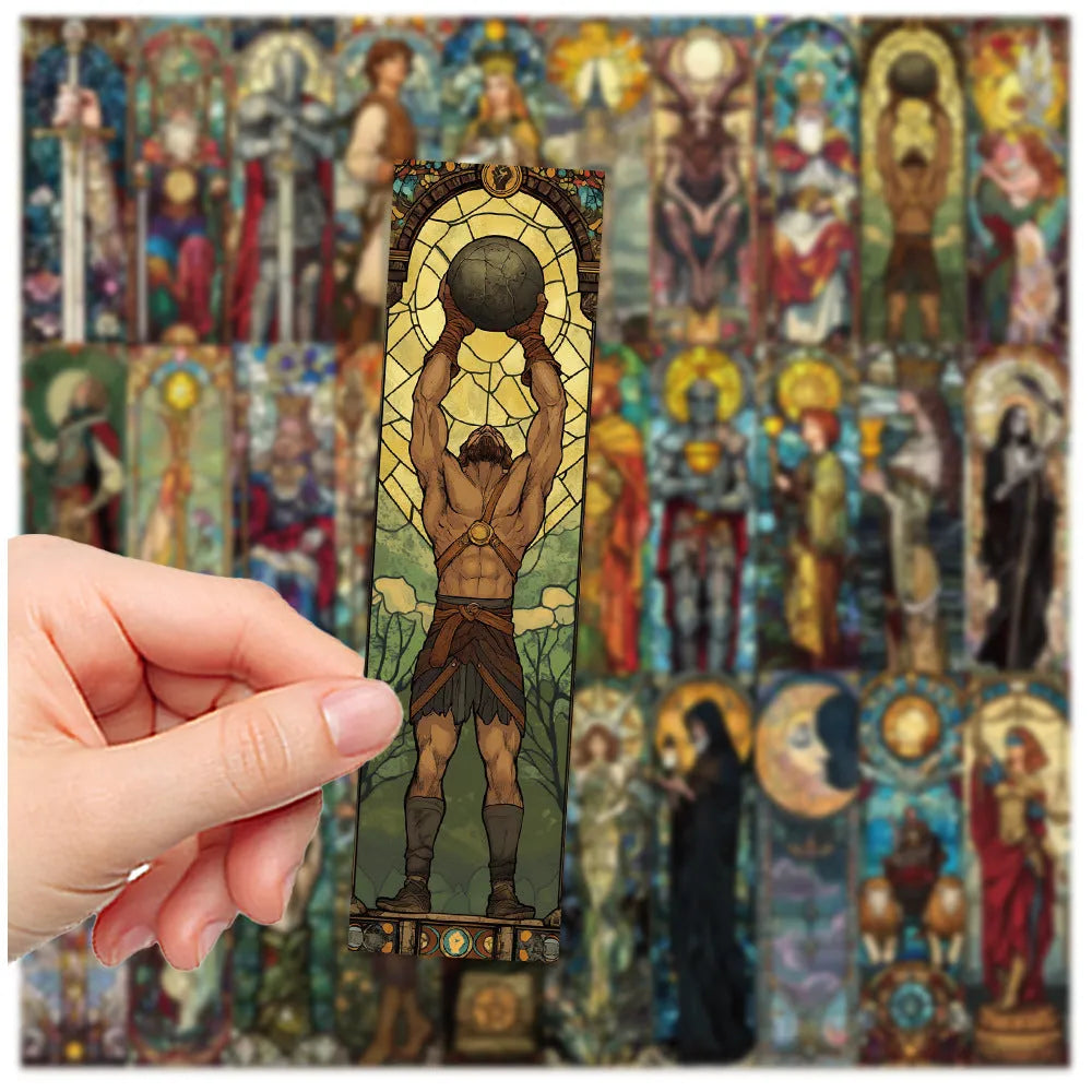 30 painted glass tarot paper bookmarks with cute handmade style designs