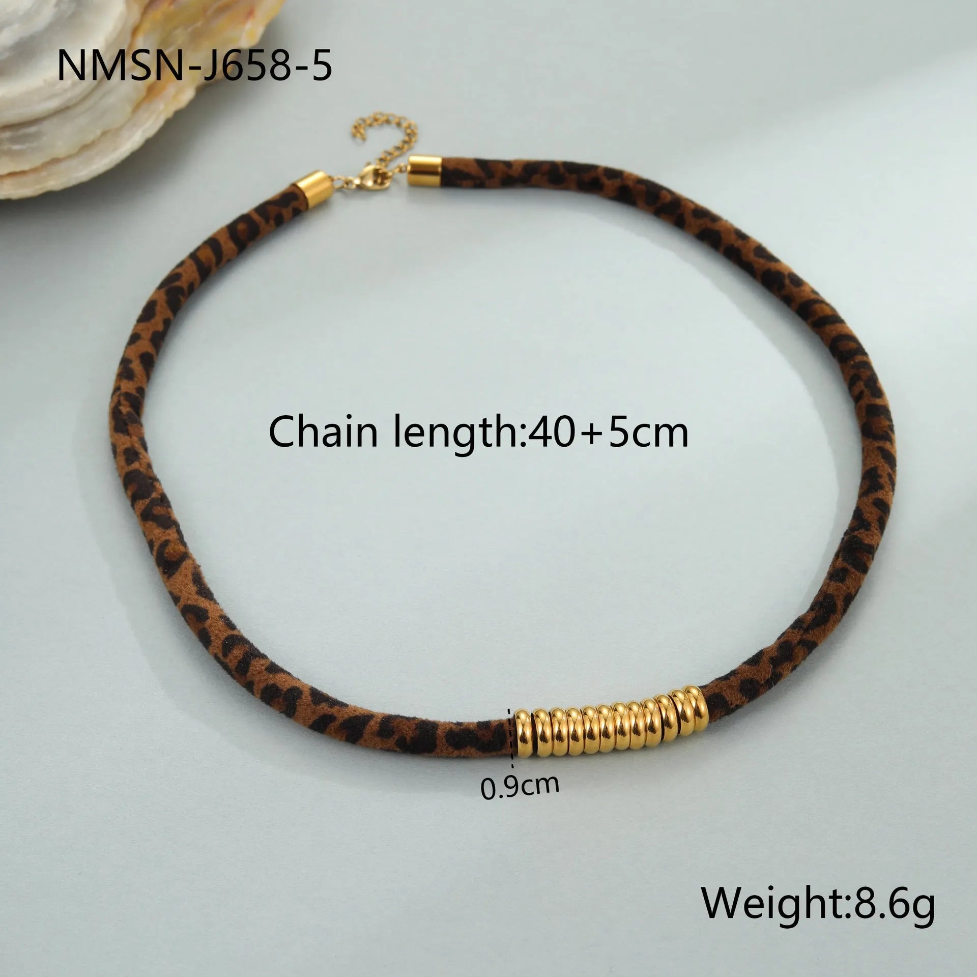 Leopard series stainless steel necklace with geometric pendant on adjustable 41-50cm chain