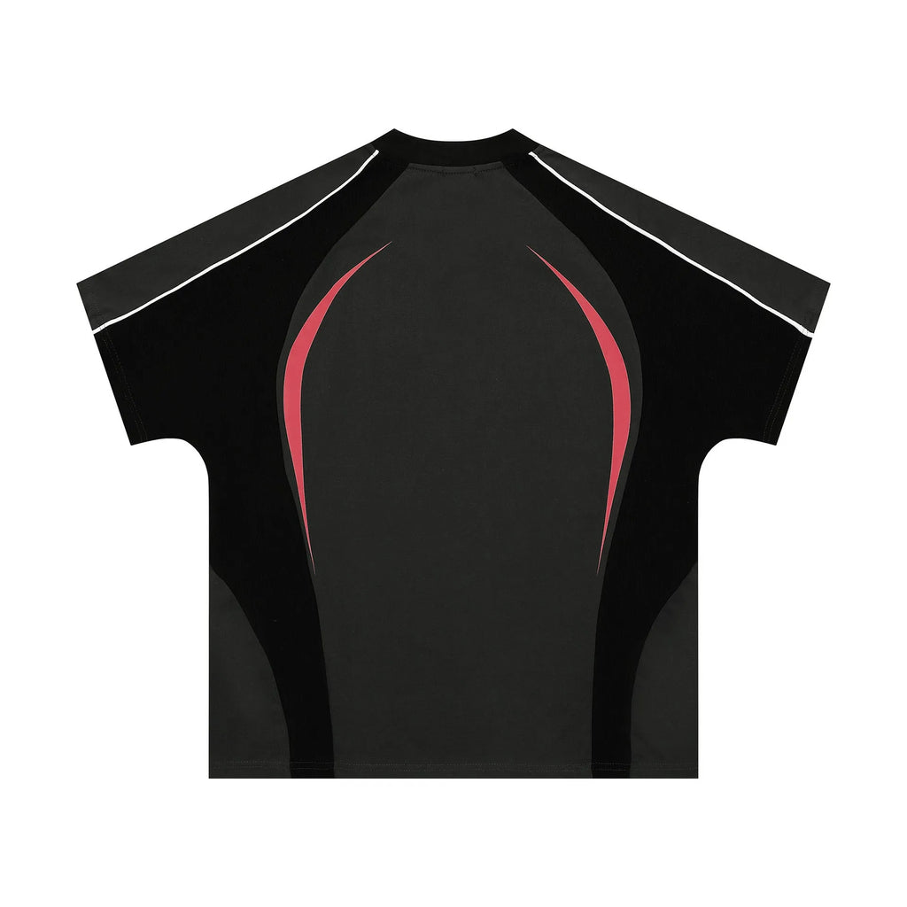 Men's loose fit black t-shirt with a white letters print and short sleeves.