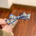 Copper oil dripping floral bow brooch for women suit cheongsam decoration fixation blue red
