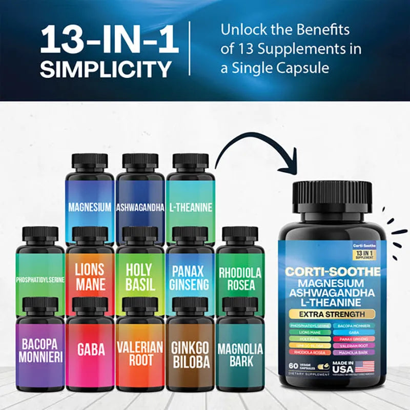 Bottle of 60 South African drunken eggplant magnesium capsules dietary supplement