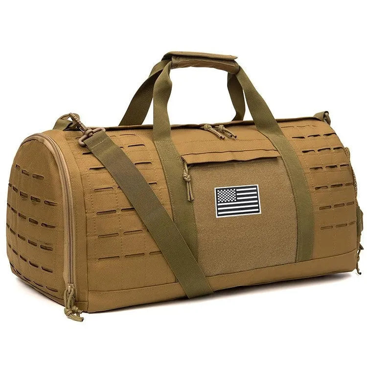 Men's waterproof Oxford cloth sports travel handbag in army green with air pillow belt strap