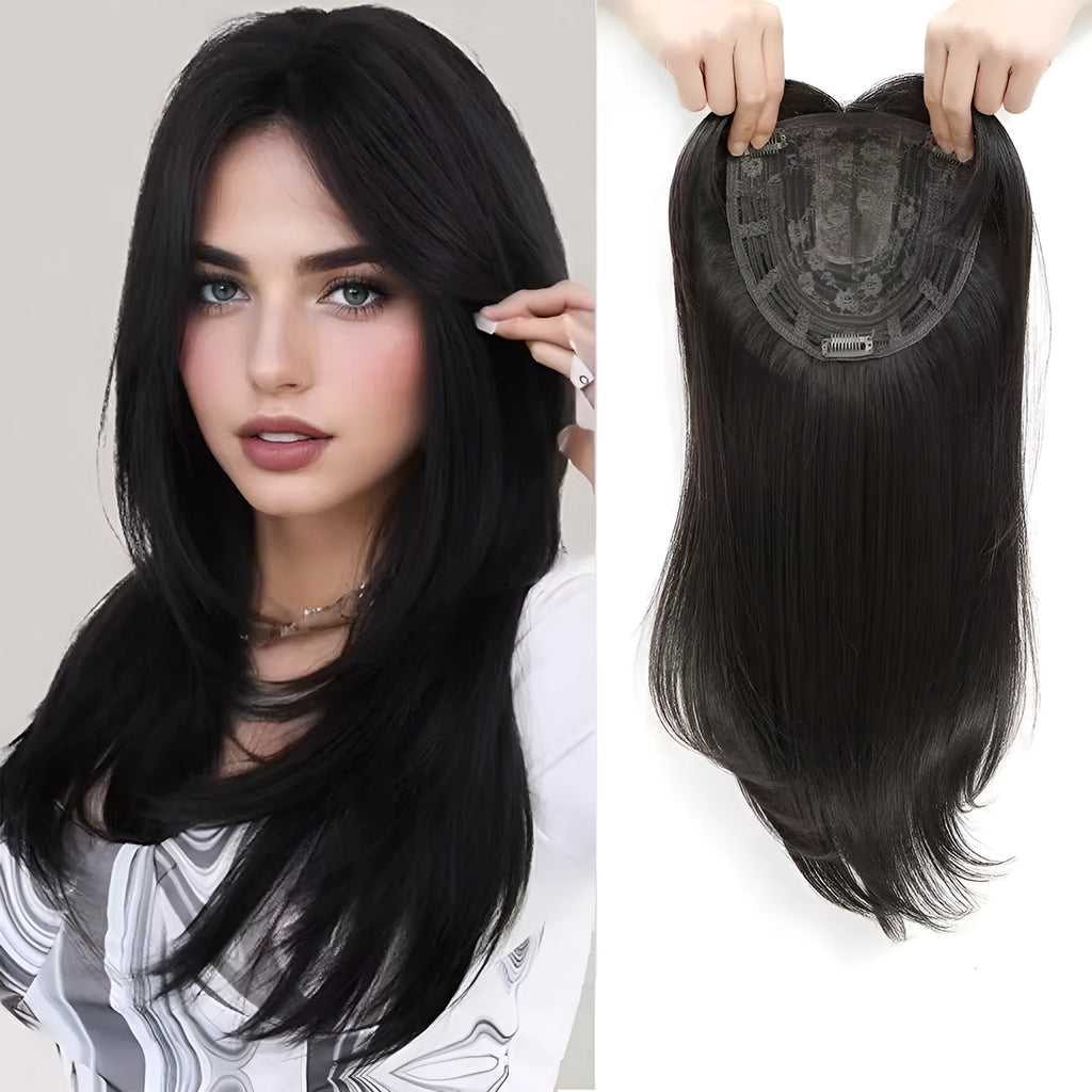 Women's high temperature fibre wig piece in Natural Black colour for hair supplement