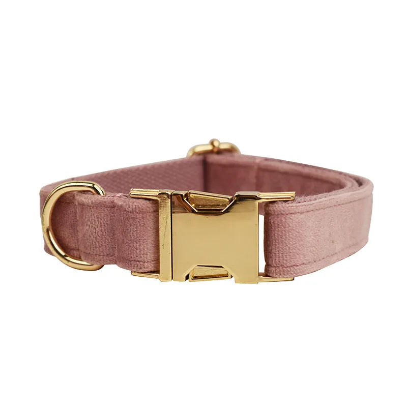 Light purple pink velvet dog collar for small to medium sized dogs