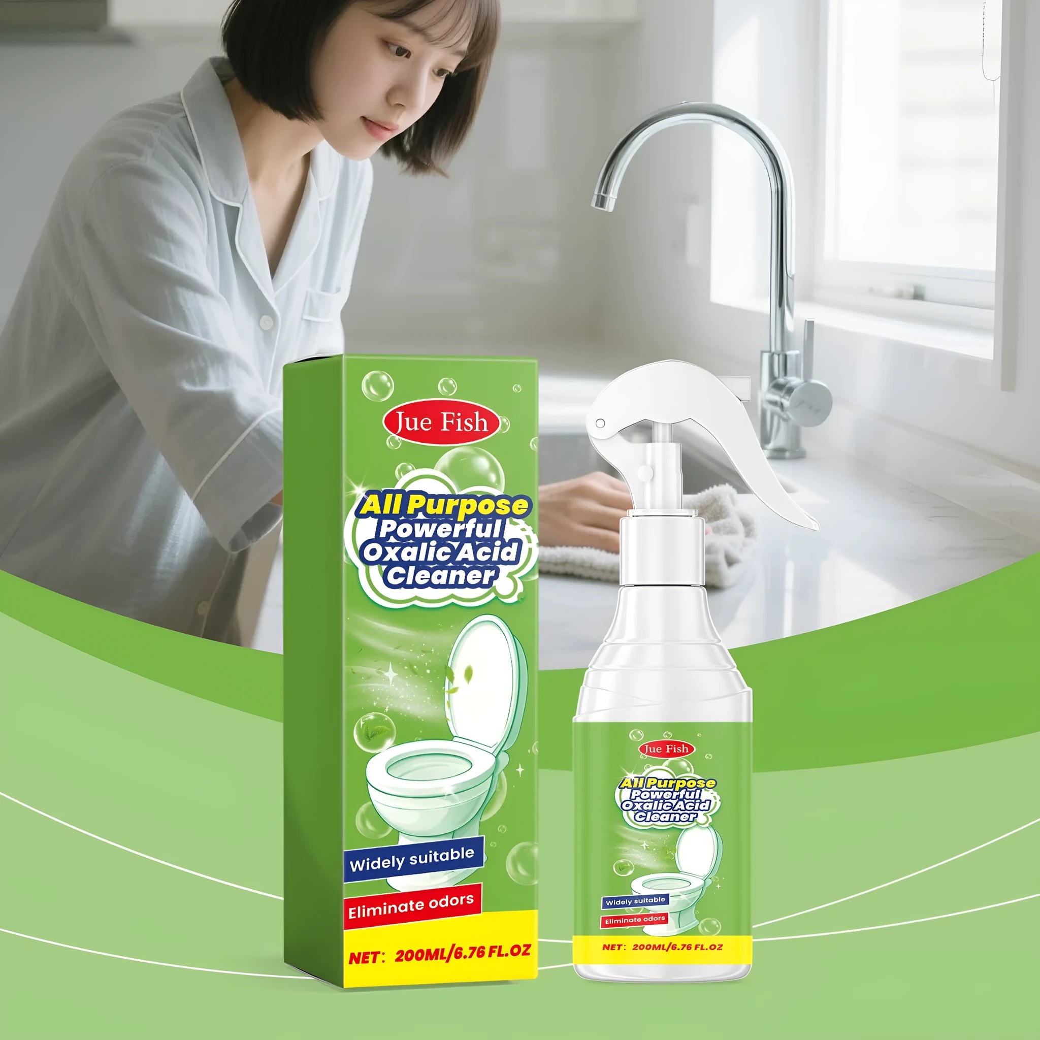 200ml kitchen grease cleaning spray bottle with measurement showing 5.5cm diameter
